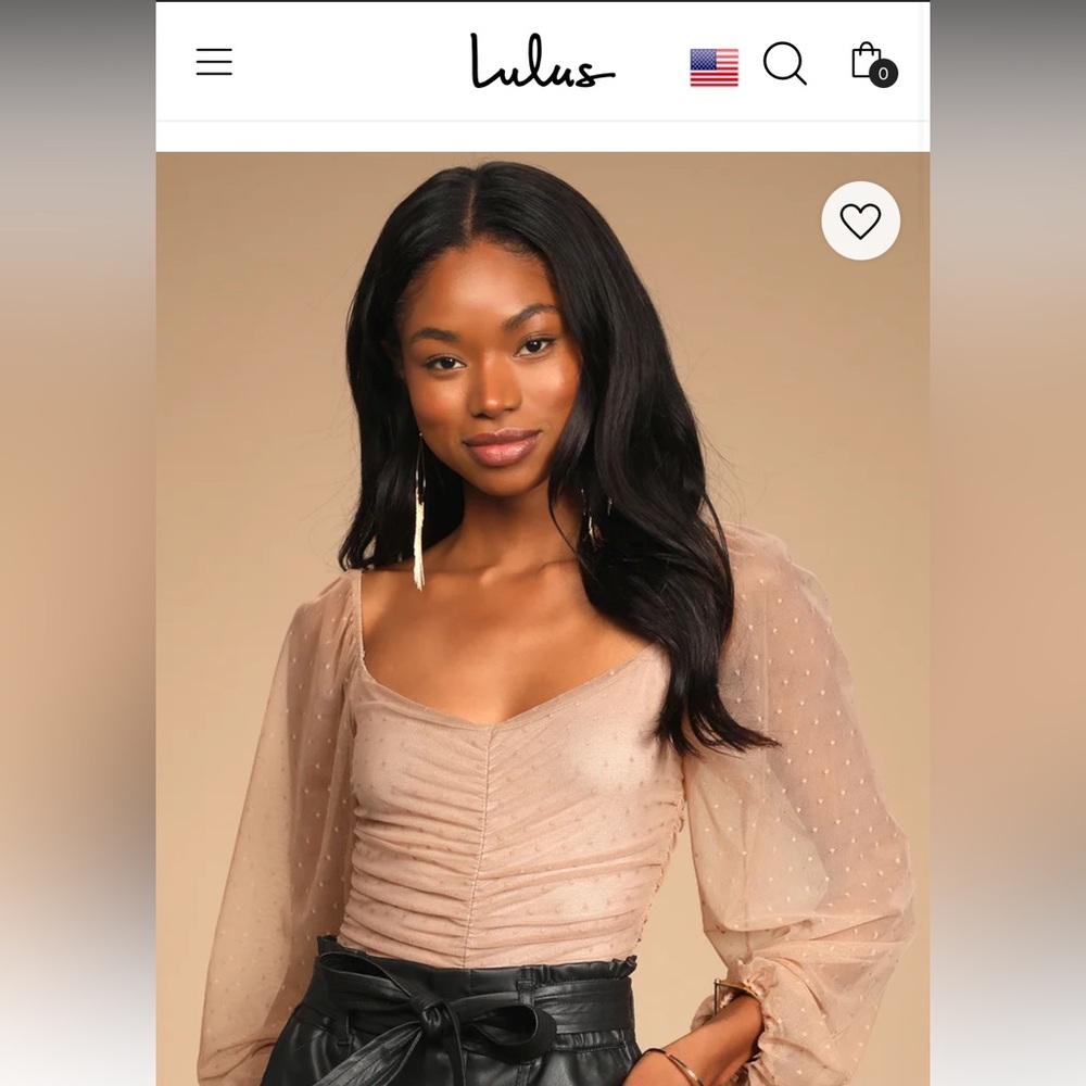Lulus Beige Long Sleeve Ruched Bodysuit